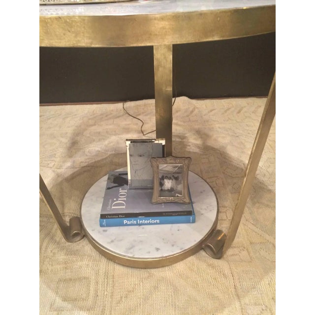 Art Nouveau White Gold Leaf & Marble Wrought Iron Table For Sale - Image 3 of 7