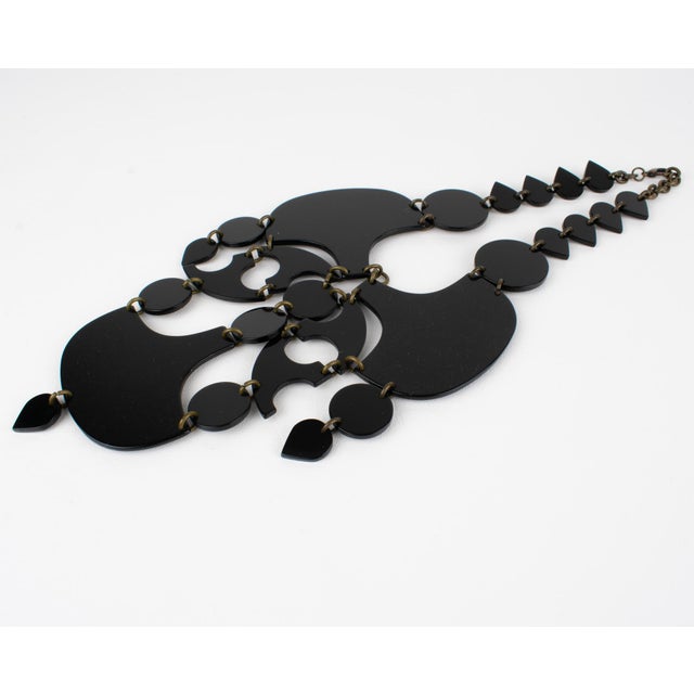 Plastic Missoni Italy Important Acrylic Lucite Geometric Bib Necklace For Sale - Image 7 of 11
