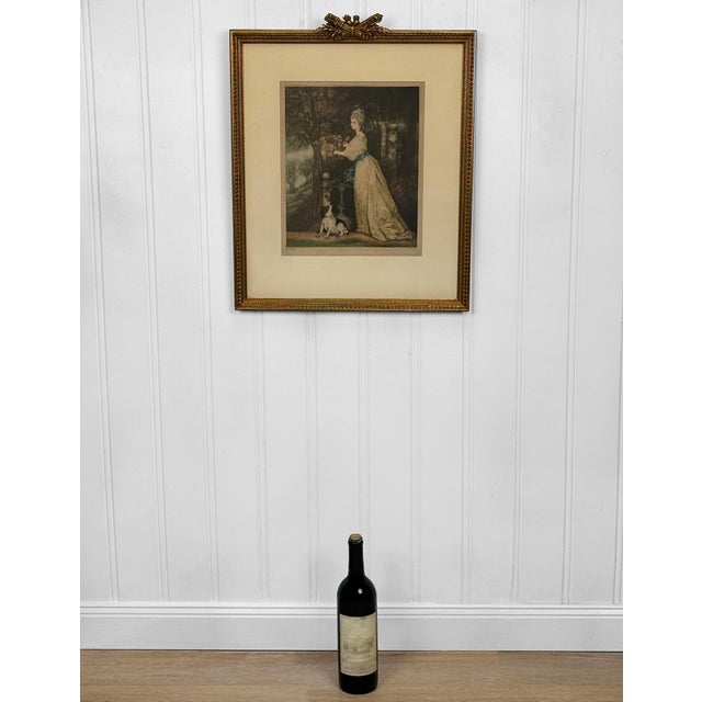 Neoclassical Antique Traditional Mezzotint Engraving "Lady Muster" Framed Art For Sale - Image 3 of 14