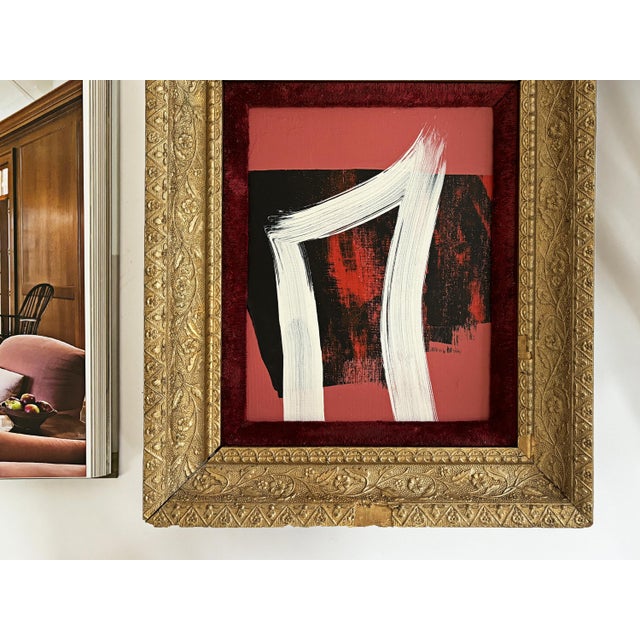 "Simmer" Abstract Art in Antique Frame, Pink Art Victorian Antique Frame by JTS For Sale In Minneapolis - Image 6 of 8