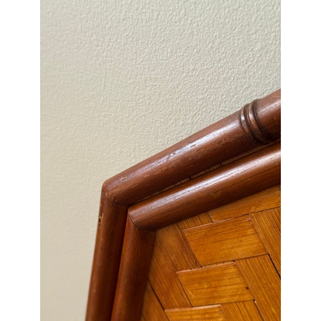 Late 20th Century Octagonal Parquetry Wood Framed Wall Mirror, Late 20th Century For Sale - Image 5 of 9