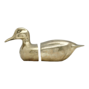 1970s Vintage Brass Duck Decoy Bookends