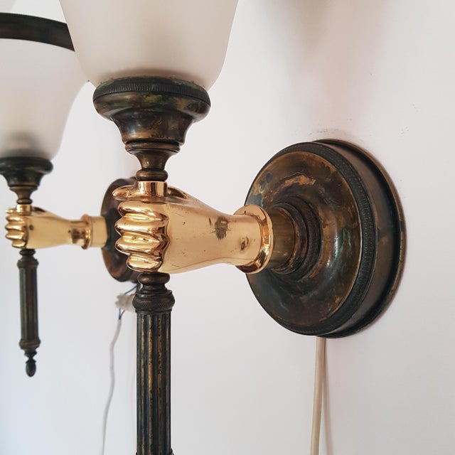 Brown Mid-Century Modern Wall Lights in the style of Andre Arbus by André Arbus, France, 1960s, Set of 2 For Sale - Image 8 of 13