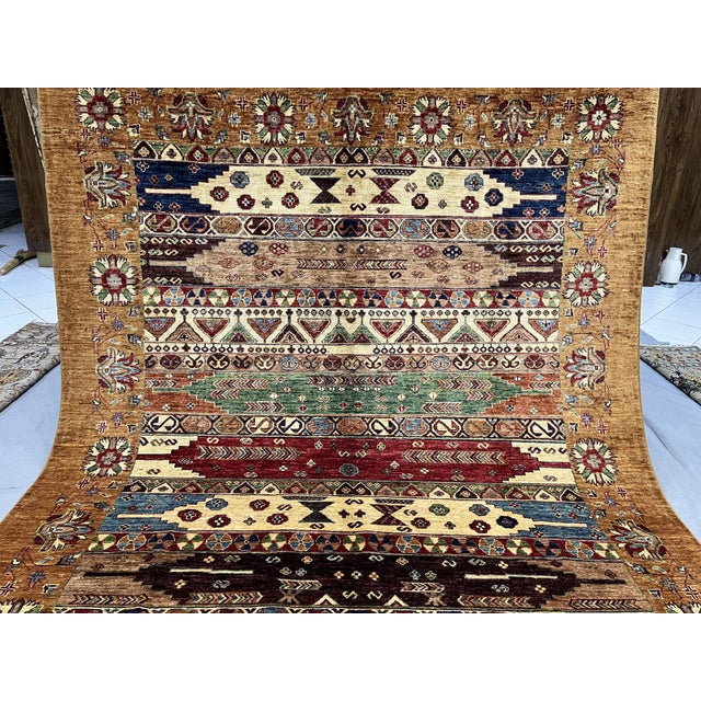6'10" X 10'2" Persian Style Tribal Striped Area Rug For Sale - Image 6 of 16