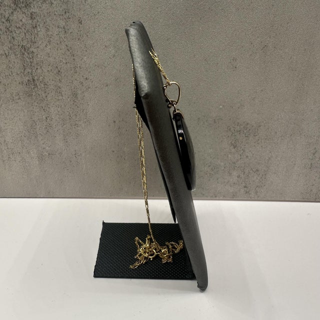 Contemporary Black Onyx Necklace in 10kt Yellow Gold – Enhancer Bail, 18in, New For Sale - Image 3 of 5