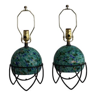 Mid 20th Century Venini Style Petite Murano Glass Lamps For Sale