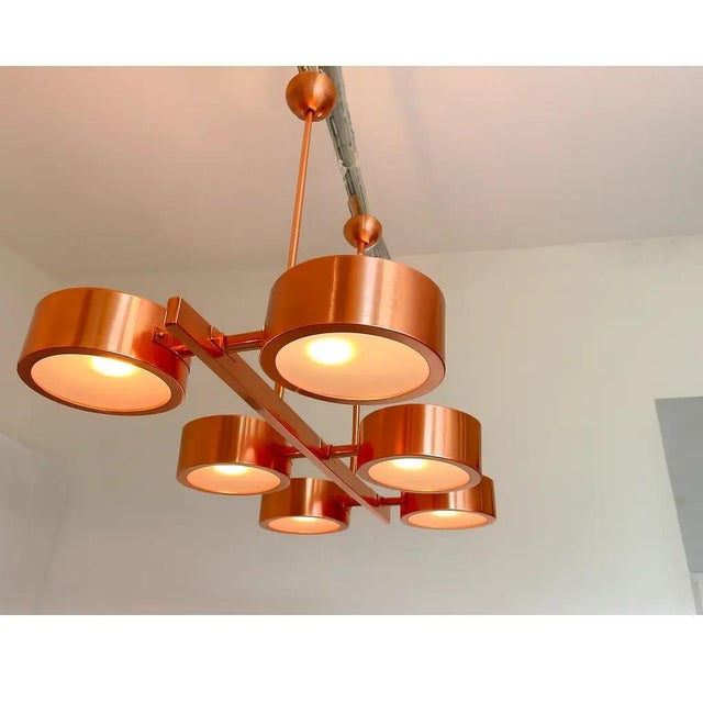 Rectangular Polished Copper Chandelier by Simoeng For Sale - Image 4 of 7
