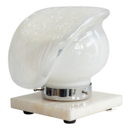 Murano Glass Table Lamp with Marble Base, 1980s For Sale