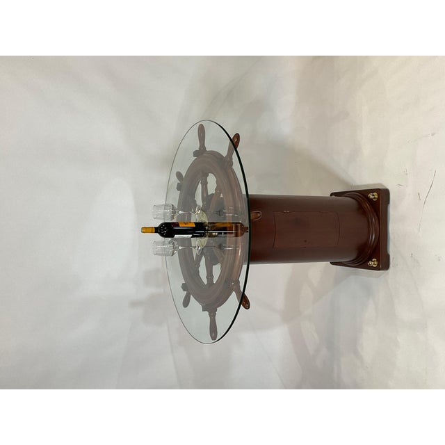 American Antique Ships Wheel and Binnacle Table For Sale - Image 3 of 6