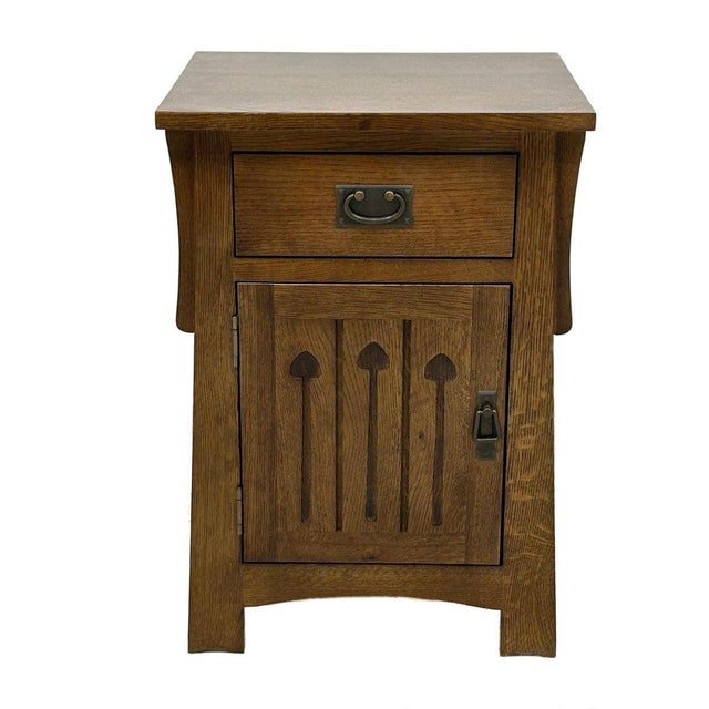 Mission Mission Style Solid Quarter Sawn Oak Keyhole Nightstand For Sale - Image 3 of 5