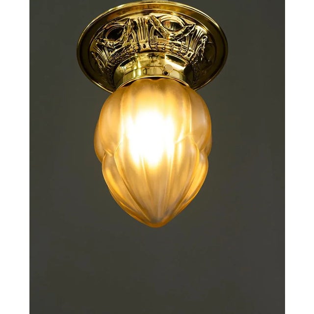 Metal Art Deco Ceiling Lamp, Vienna, Austria, 1920s For Sale - Image 7 of 9