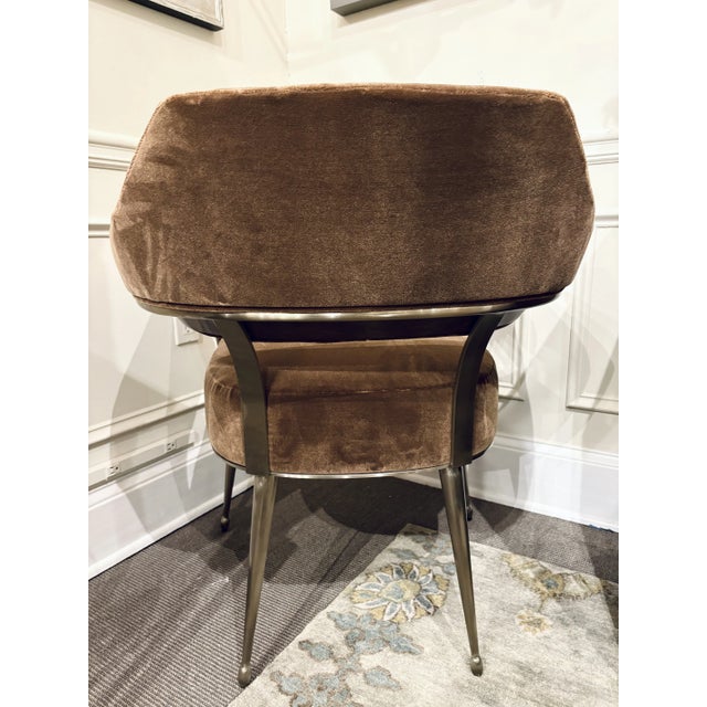 2020s Caracole Modern Brown Mohair Louisette Lounge Chairs Pair For Sale - Image 5 of 7