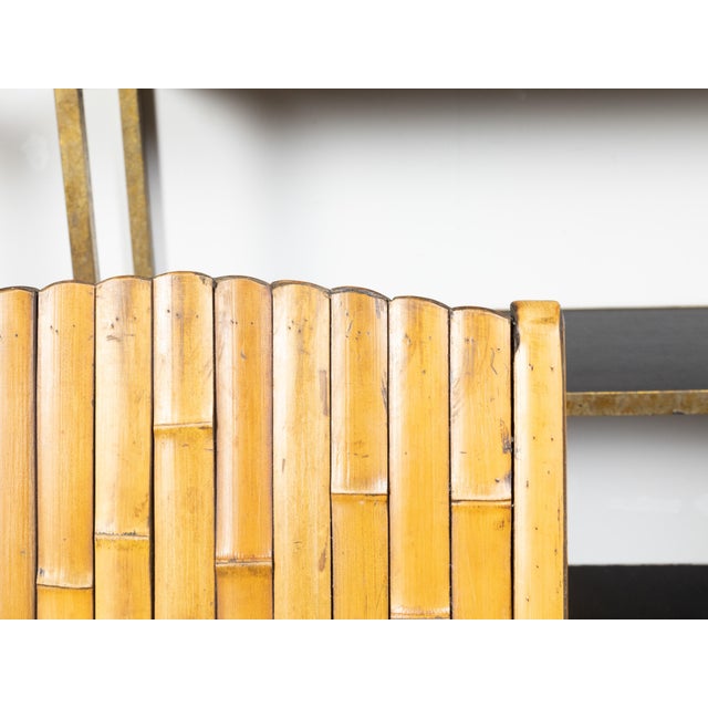 Mid 20th Century Pair of Midcentury Bamboo Folding Chairs with Slatted Design and Light Patina For Sale - Image 5 of 10