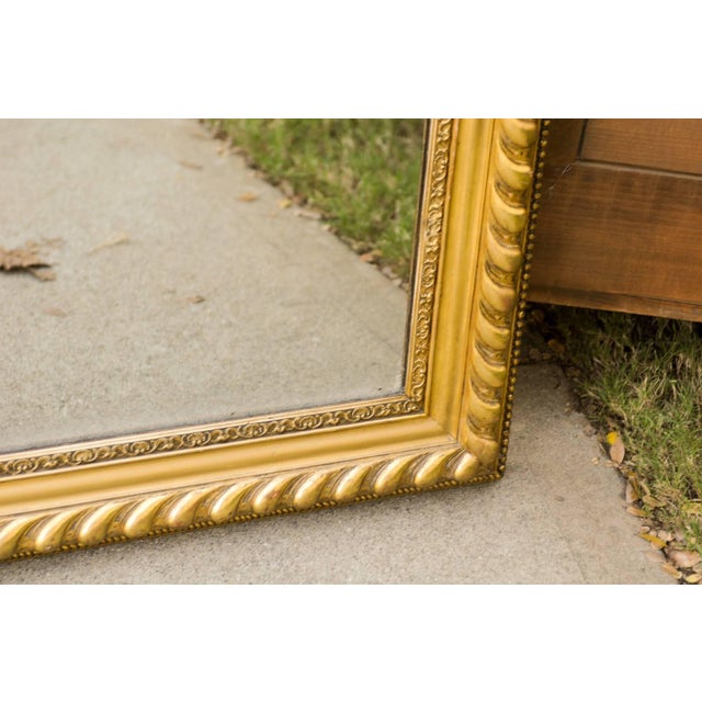 Gold French Rectangular Giltwood Mirror with Gadrooned and Beaded Frame, circa 1900 For Sale - Image 8 of 10