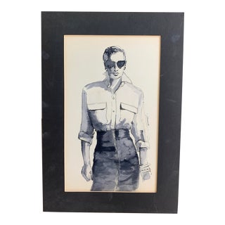 Contemporary Figurative Male Fashion Mixed-Media Sketch For Sale