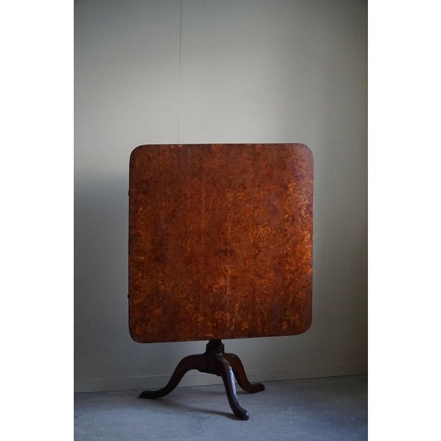 Handcrafted Square Folding Table in Burl Wood, Sweden, 19th Century For Sale - Image 10 of 12