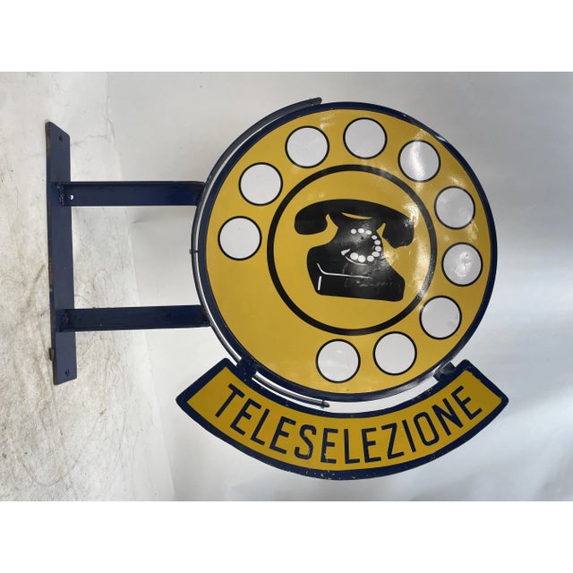 Reproduction of an antique double-sided wall telephone sign with the words Teleselezione. Excellent furnishing object.