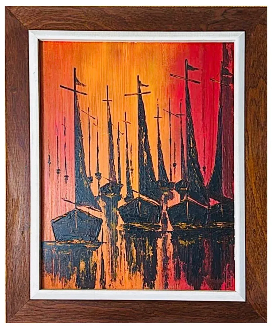 ポール・ウィンザー「Sky Canoe」カナダ先住民アート 額装済 1970s-vintage-w-kwan-mid-