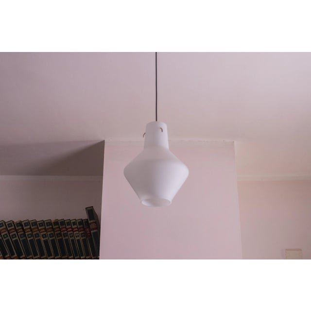 Italian Stilnovo Vintage Pendant in Opaline Glass, 1970s For Sale - Image 9 of 11