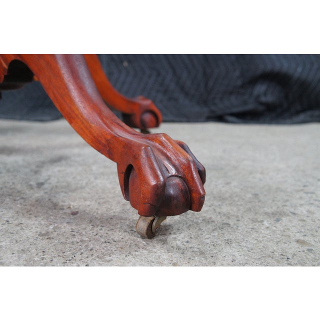Antique Victorian Solid Mahogany Cheval Dressing Mirror Ball & Claw Foot 67" For Sale - Image 13 of 15