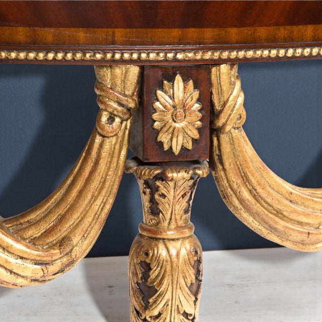 Maitland - Smith 20th-C. Georgian Style Inlaid Mahogany & Giltwood Demilune Console Table by Maitland-Smith For Sale - Image 4 of 7