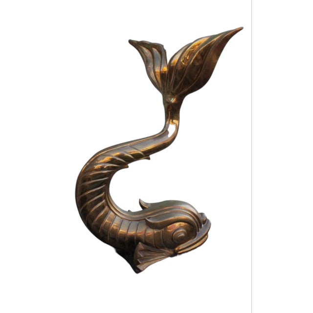 Spectacular La Barge (Attributed) Sculptural Brass Bronze Koi Fish Console Table in a rich and rare patina with a thick...