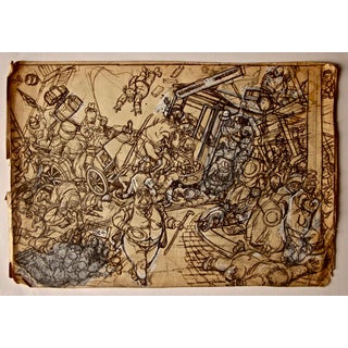 Gabriele Galantara, Confusion, Early 20th Century, Pencil on Paper For Sale
