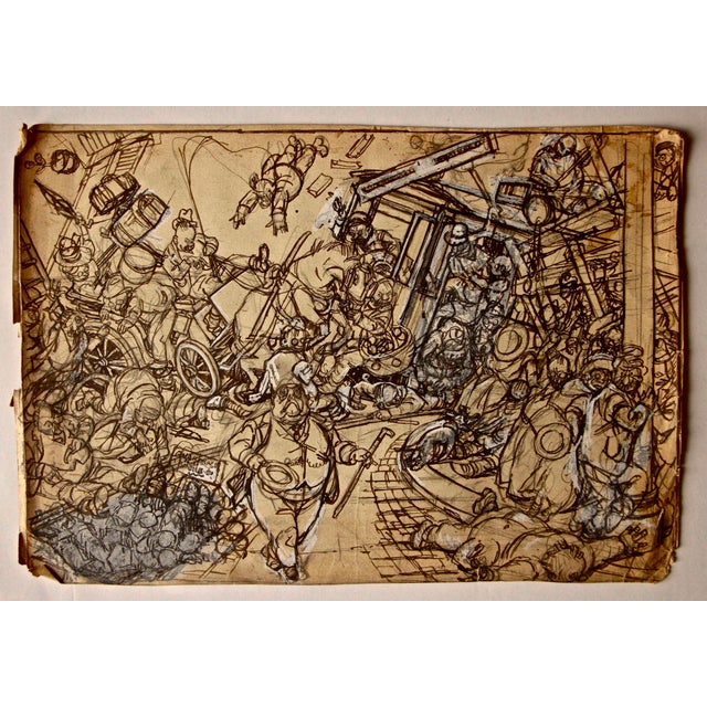 Gabriele Galantara, Confusion, Early 20th Century, Pencil on Paper For Sale