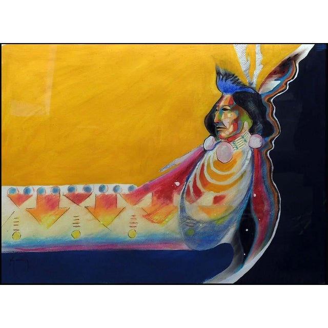 Impressionist Bruce King Untitled Hand Signed Original Painting, Native American For Sale - Image 3 of 12