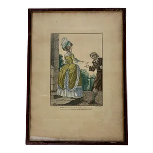 French Engraving Hand Colored Galerie Des Modes Costumes Francais, 1779
