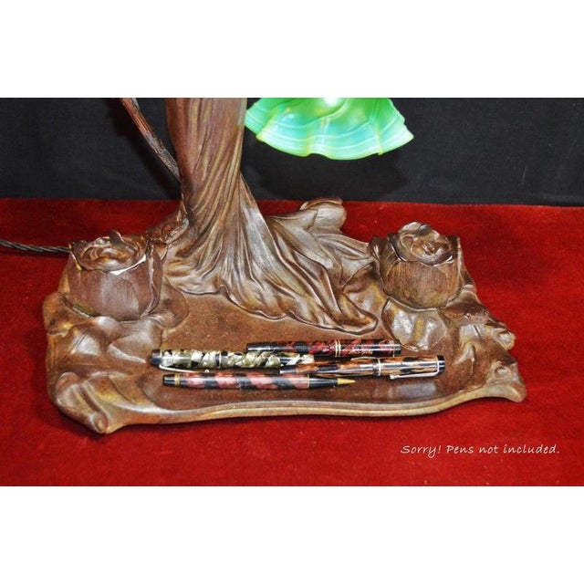 Art Nouveau French Figural Bronze Desk Lamp & Inkstand from Louis Cahuzac, 1920 For Sale - Image 9 of 18