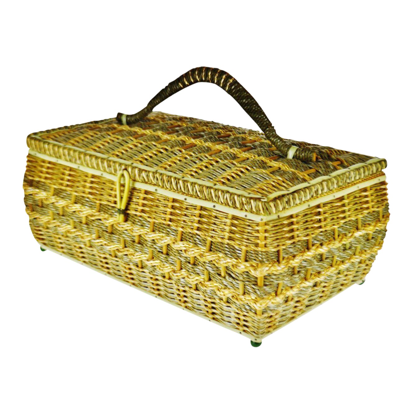 Vintage Japanese Wicker Sewing Basket Chairish