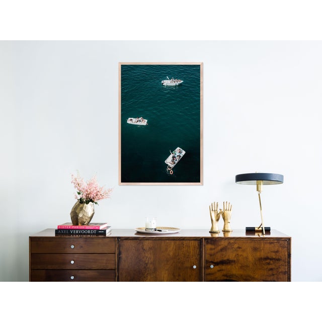 Contemporary Puglia Boats by Natalie Obradovich in Natural Maple Framed Paper, Medium Art Print For Sale - Image 3 of 4