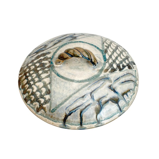 Ceramic 1990s Artisan Wheel Thrown Casserole Bowl With Lid For Sale - Image 7 of 10