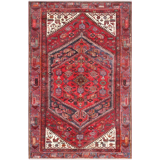 Vintage Hamadan Red/Blue Rug, 4' 2" X 6' 7" For Sale - Image 4 of 4