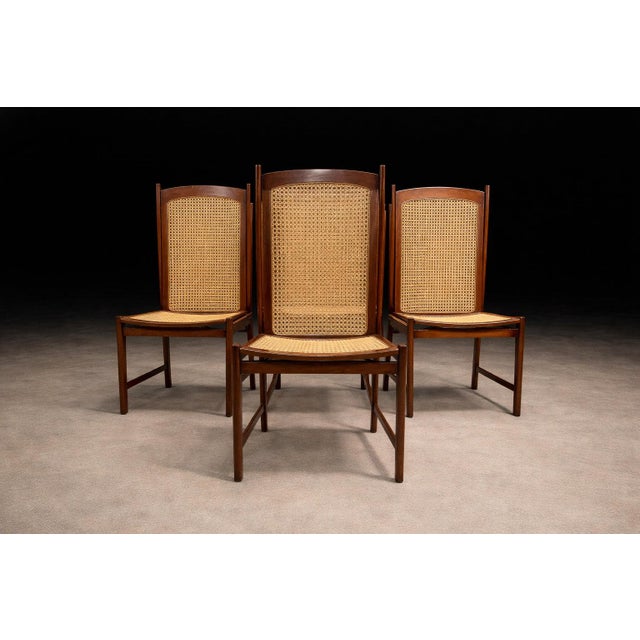 Set of Eight Dining Chairs in Hardwood and Caning by Celina Decorações, Brazil, C. 1960s For Sale In New York - Image 6 of 13