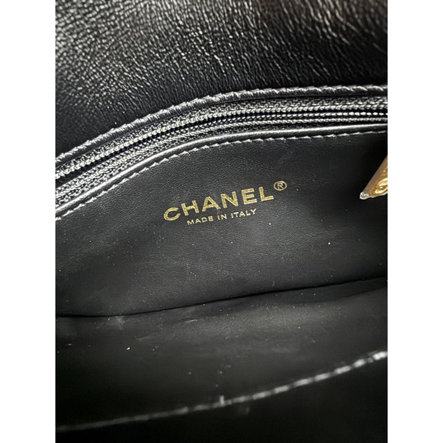 Black Quilted Lambskin Small Colour Match Flap Bag For Sale - Image 9 of 9
