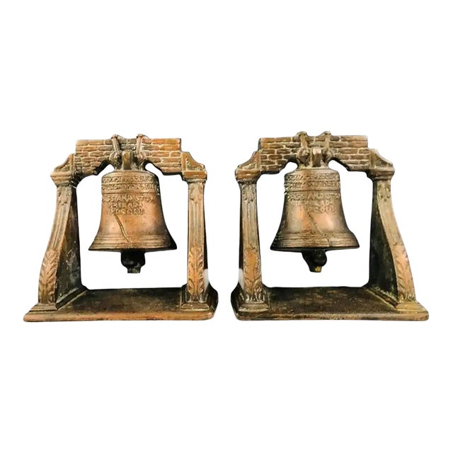 Medieval Antique Cast Bronze Mission Bell Sculpture Bookend, a Pair For Sale