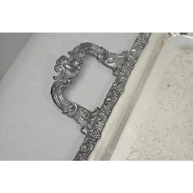 Vintage English Victorian Silver Plated Copper Narrow Serving Platter Bar Tray For Sale - Image 4 of 18