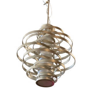 Corbett Lighting "Vertigo" 3 Light Chandelier in Silver Covered Forged Iron For Sale