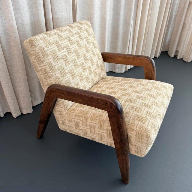 Cream Early Mid-Century Modern Thonet Armchair Attributed to Russel Wright For Sale - Image 8 of 11