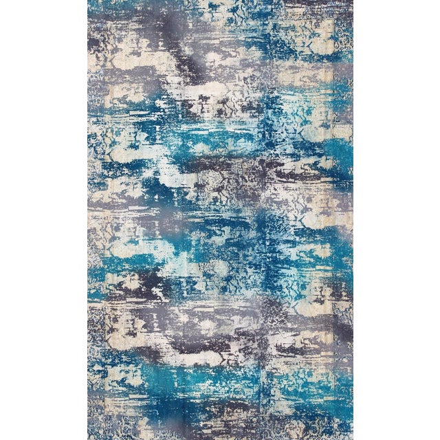 Vintage Rug in Modern Design in Shades of Blue, Gray, and Ivory 9'8 X 14'2 For Sale - Image 4 of 13