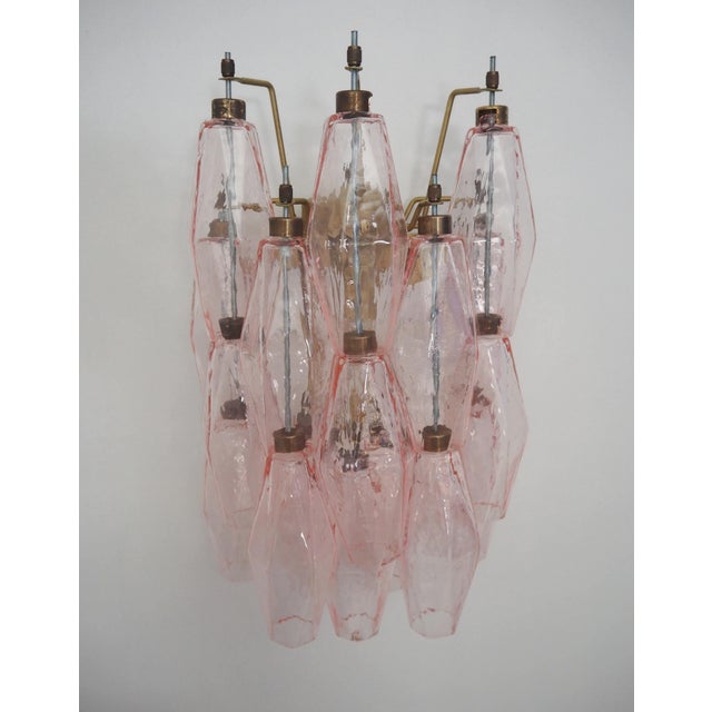 Vintage Italian Poliedri Pink Glass Wall Sconces, 1990, Set of 2 For Sale - Image 4 of 13