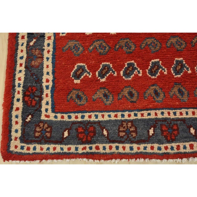 Mahal Runner 3’9” X 10′ Red Wool Vintage Tribal Hand-Knotted Oriental Rug For Sale - Image 10 of 13