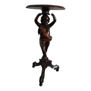 Italian Figural Cherub Walnut Pedestal Table