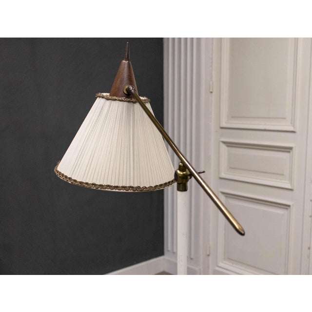 Italian Floor Lamp in Brass and Teak from van Doorn Culemborg, 1950s For Sale - Image 9 of 11