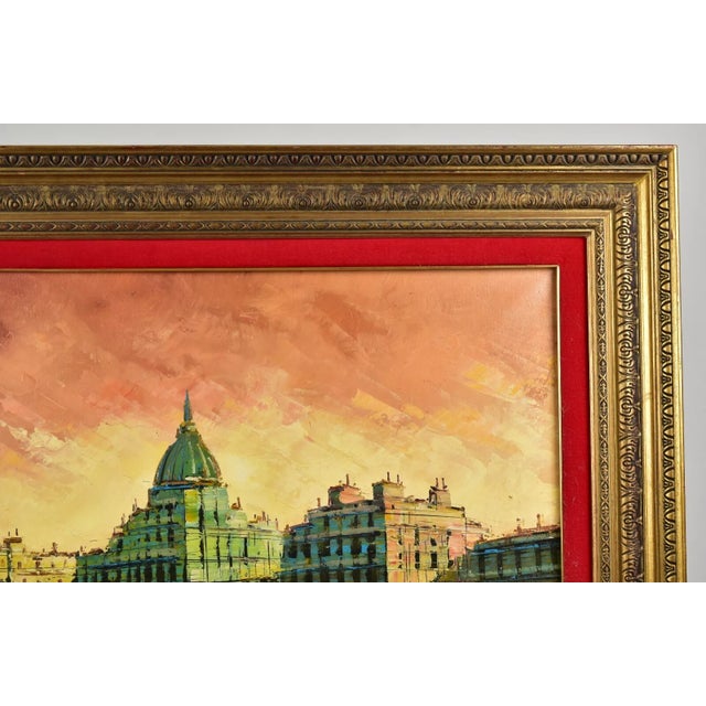 Mid 20th Century Andrew Apostoli Oil on Canvas Painting of Italian Harbor Cityscape For Sale In Portland, ME - Image 6 of 7