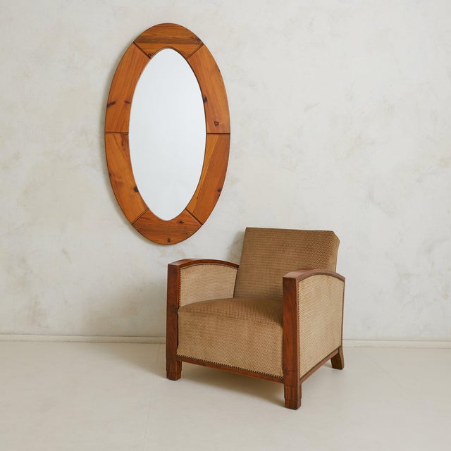 Swedish Oval Pine Wall Mirror by Glas Mäster Markaryd, 1960s For Sale - Image 17 of 18
