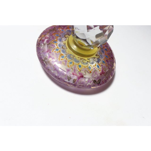 Vintage Bohemian Czechoslovakian Glass Powder or Trinket Jar With Crystal Finial For Sale - Image 17 of 18