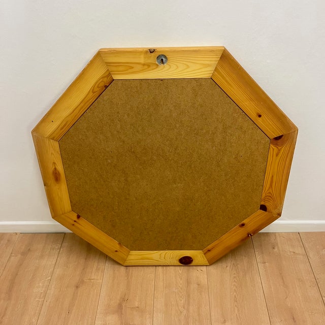 Large Scandinavian Style Octagonal Mirror in Pine, 1980s For Sale - Image 10 of 17